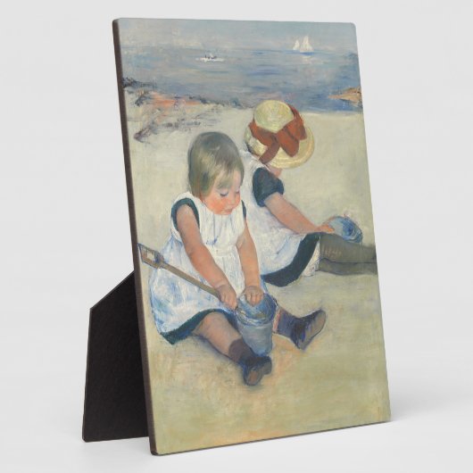 Kinderen die op het strand spelen, 1884 fotoplaat (Zijkant)