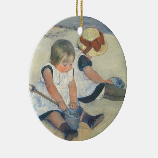 Kinderen die op het strand spelen, 1884 keramisch ornament (Rechts)