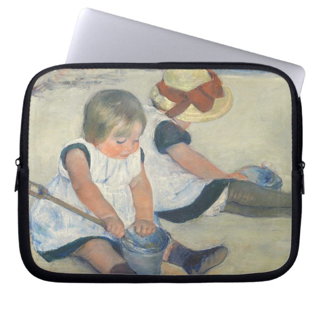 Kinderen die op het strand spelen, 1884 laptop sleeve (Voorkant)
