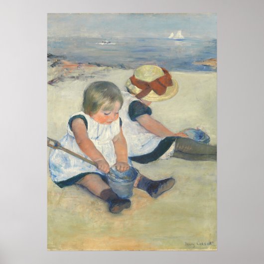 Kinderen die op het strand spelen, 1884 poster (Voorkant)