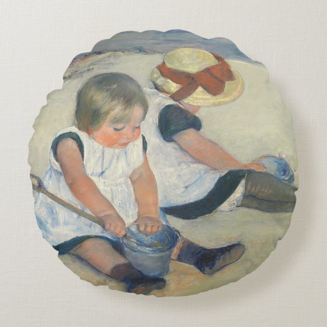 Kinderen die op het strand spelen, 1884 rond kussen (Voorkant)