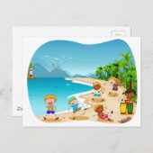 Kinderen die op het strand spelen briefkaart (Voorkant / Achterkant)
