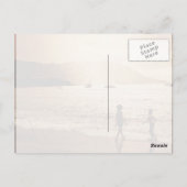 Kinderen die op het strand spelen in sepia-tonen briefkaart (Achterkant)