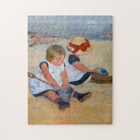Kinderen die op het strand spelen legpuzzel (Verticaal)