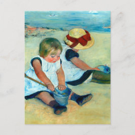 Kinderen die op het strand spelen van Mary Cassatt Briefkaart