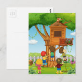 Kinderen die op het treinstel spelen briefkaart (Voorkant / Achterkant)