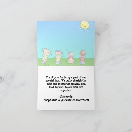 Kinderen die op zondag buiten spelen bedankkaart (Binnen)