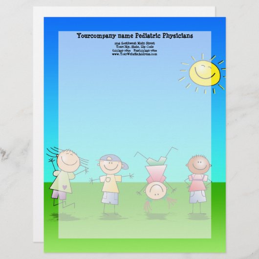 Kinderen die op zondag in de openlucht spelen briefhoofd sjabloon (Voorkant / Achterkant)