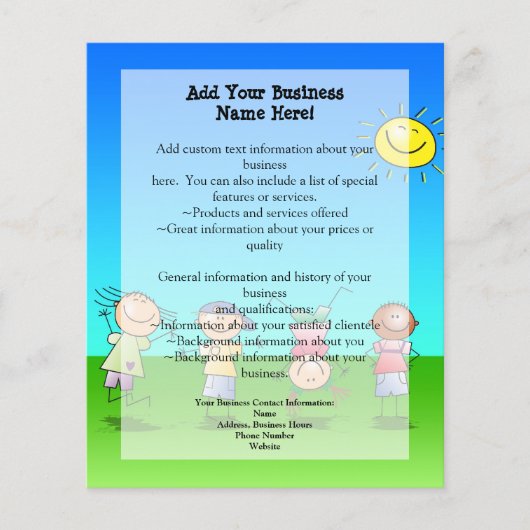 Kinderen die op zondag in de openlucht spelen flyer (Voorkant)