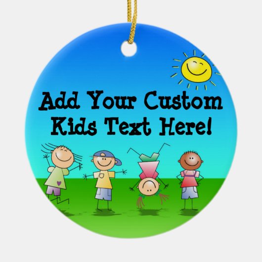 Kinderen die op zondag in de openlucht spelen keramisch ornament (Voorkant)