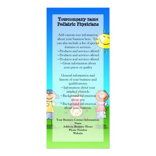 Kinderen die op zondag in de openlucht spelen reclamekaart (Voorkant)