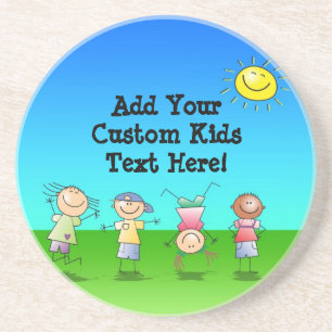 Kinderen die op zondag in de openlucht spelen zandsteen onderzetter