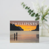 Kinderen die op zonsondergang Gevist zijn Briefkaart (Staand voorkant)