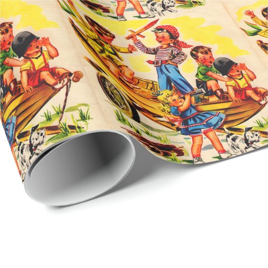 kinderen die piraat spelen cadeaupapier (Rol Hoek)