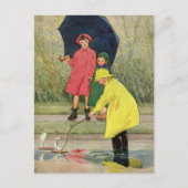  kinderen die Puddles Speelgoed spelen Rijn Briefkaart (Voorkant)