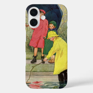 kinderen die Puddles Speelgoed spelen Rijn iPhone 16 Hoesje