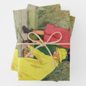  kinderen die Puddles Speelgoed spelen Rijn Inpakpapier Vel (In situ)