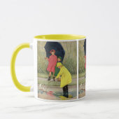 kinderen die Puddles Speelgoed spelen Rijn Mok (Links)