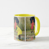  kinderen die Puddles Speelgoed spelen Rijn Mok (Voorkant rechts)