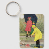  kinderen die Puddles Speelgoed spelen Rijn Sleutelhanger (Voorkant)