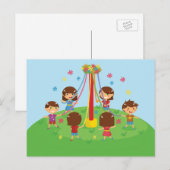 Kinderen die rond Maypole dansen Briefkaart (Voorkant / Achterkant)