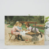 Kinderen die 's middags thee drinken in het park kaart (Staand voorkant)