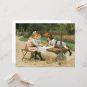 Kinderen die 's middags thee drinken in het park kaart (Voorkant / Achterkant in situ)