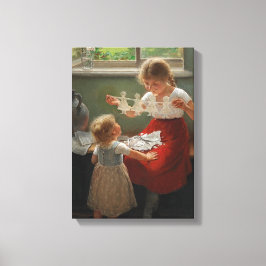 Kinderen die Silhouettes maken (Cute Kinder Spelin Canvas Afdruk