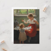 Kinderen die Silhouettes maken (Cute Kinder Spelin Kaart (Voorkant / Achterkant in situ)