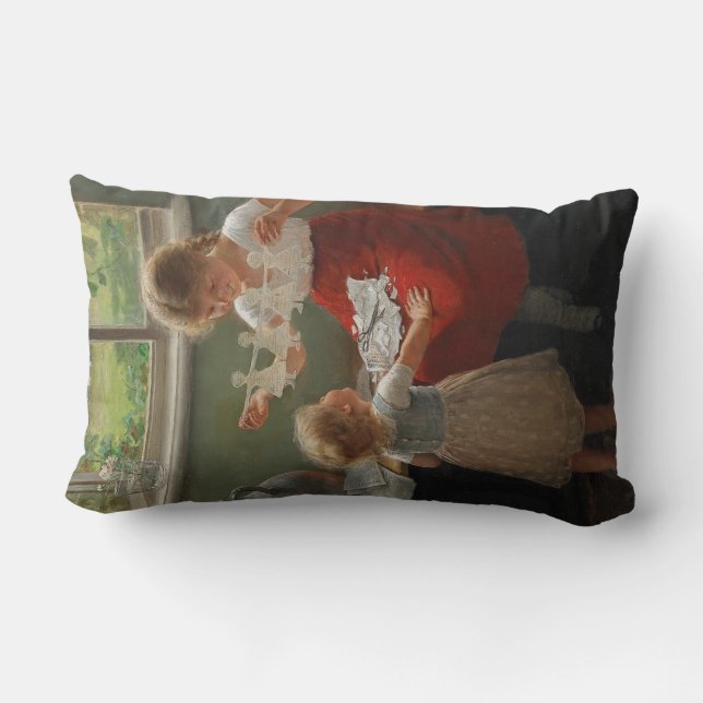 Kinderen die Silhouettes maken (Cute Kinder Spelin Kussen (Achterkant)