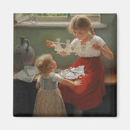 Kinderen die Silhouettes maken (Cute Kinder Spelin Magneet