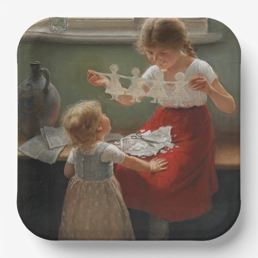 Kinderen die Silhouettes maken (Cute Kinder Spelin Papieren Bordje (Voorkant)