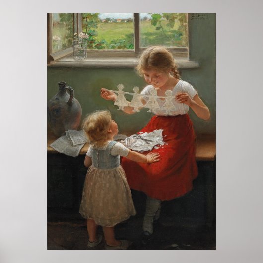 Kinderen die Silhouettes maken (Cute Kinder Spelin Poster (Voorkant)