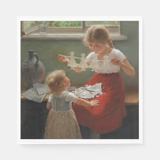 Kinderen die Silhouettes maken (Cute Kinder Spelin Servet (Voorkant)