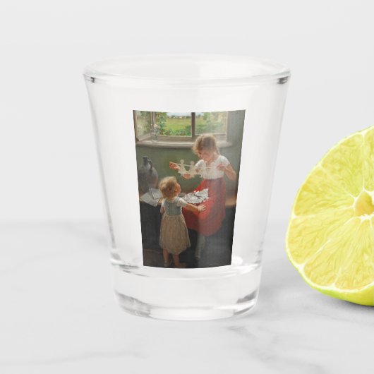 Kinderen die Silhouettes maken (Cute Kinder Spelin Shot Glas (Voorkant)