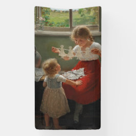 Kinderen die Silhouettes maken (Cute Kinder Spelin Spandoek