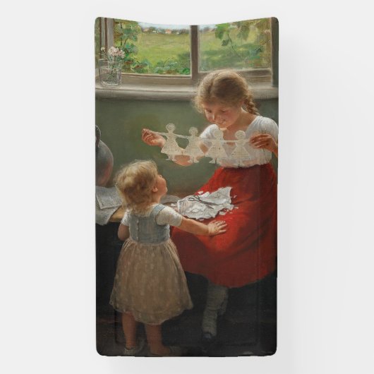 Kinderen die Silhouettes maken (Cute Kinder Spelin Spandoek (Verticaal)