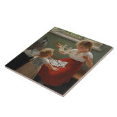 Kinderen die Silhouettes maken (Cute Kinder Spelin Tegeltje (Zijkant)