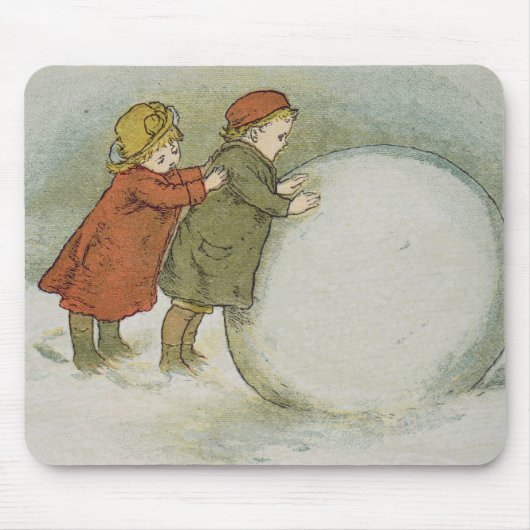 Kinderen die sneeuwballen rollen muismat (Voorkant)