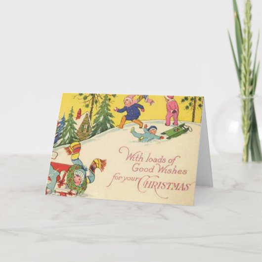 Kinderen die sneeuwpoppen feestdagen kaart (Voorkant)