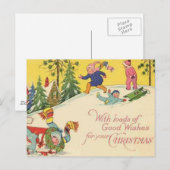 Kinderen die sneeuwpoppen feestdagenkaart (Voorkant / Achterkant)