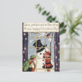 Kinderen die Snowman bouwen Briefkaart (Staand voorkant)