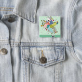 Kinderen die speelgoed spelen vierkante button 5,1 cm (In situ)