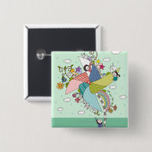 Kinderen die speelgoed spelen vierkante button 5,1 cm (Voorkant /achterkant)