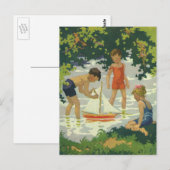  kinderen die Speelgoed zeilboten maken Briefkaart (Voorkant / Achterkant)