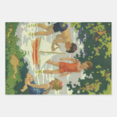  kinderen die Speelgoed zeilboten maken Inpakpapier Vel (Voorkant)