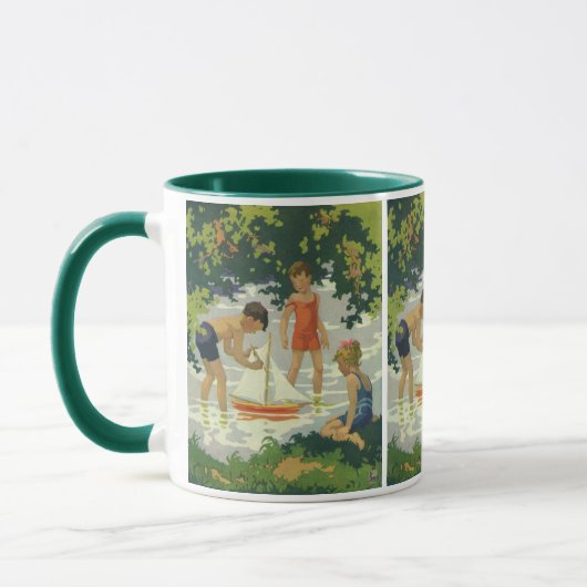  kinderen die Speelgoed zeilboten maken Mok (Links)