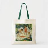  kinderen die Speelgoed zeilboten maken Tote Bag (Voorkant)