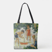  kinderen die Speelgoed zeilboten maken Tote Bag (Achterkant)