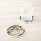  kinderen die Speelgoed zeilboten maken Zandsteen Onderzetter (Zijkant)